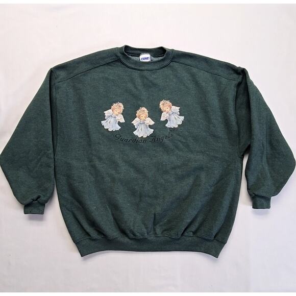 Vintage Guardian Angels Sweatshirt Bike Green Womens XL Crewneck Sweater 90s - Picture 1 of 7